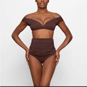 SKIMS SCULPTING SWIM RUCHED HIGH WAIST BOTTOM XS